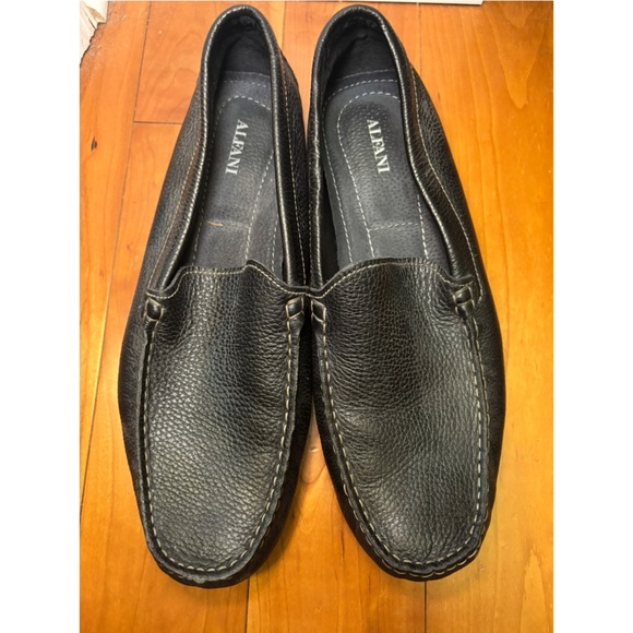 Alfani Black Pebble-Grain Leather Slip-On Loafers